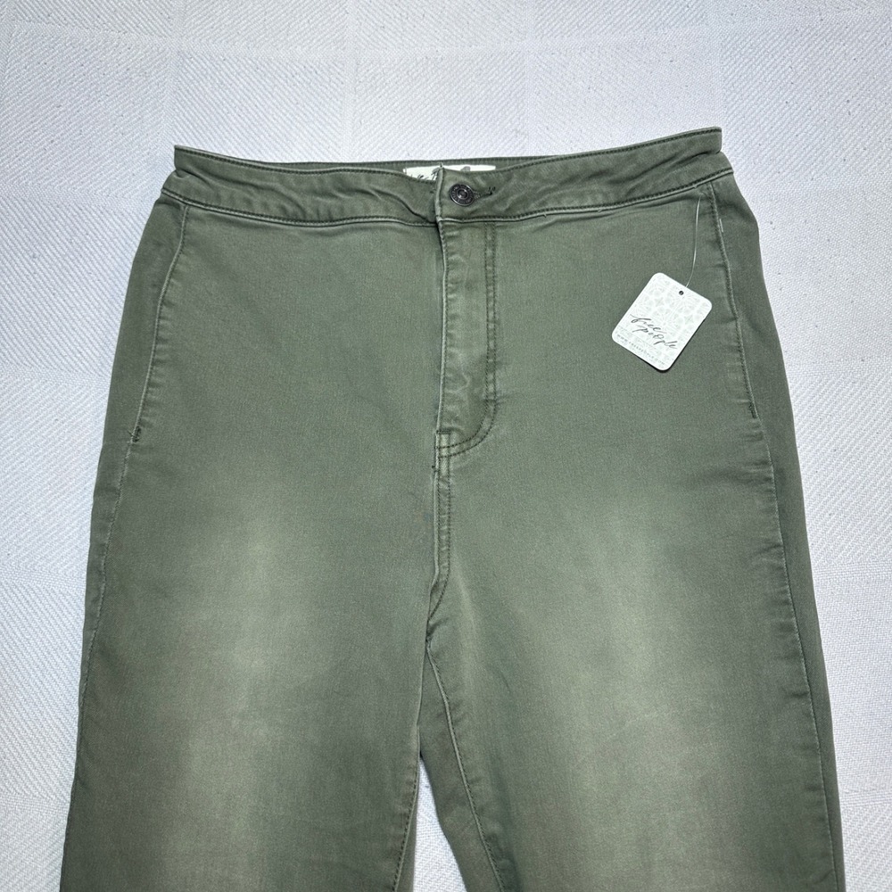NEW Free People Just Float On Flare Jeans Womens 31 High Rise Stretch Army Green - Picture 2 of 14